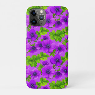 Capa Para iPhone 11 Pro Anêmona Roxa Real em Flor✨Elegância Floral Vibrant