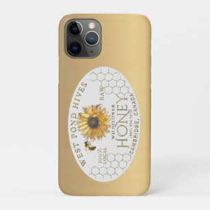 Capa Para iPhone 11 Pro Apiary Honey Sunflower Bee Dourado