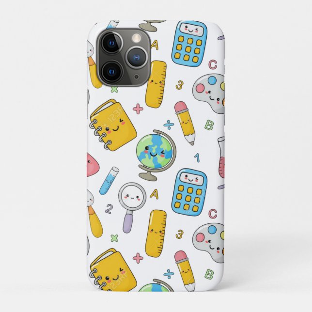 Capa Para iPhone 11 Pro Aprendizado Divertido – Padrão Contínuo de Educaçã (Verso)