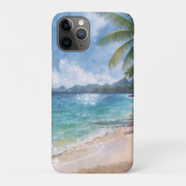 Capa Para iPhone 11 Pro Aquarela Praia Havaí