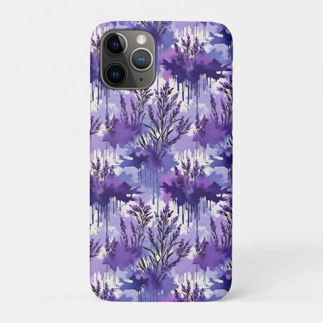 Capa Para iPhone 11 Pro Aquarela Roxa com Flores (Verso)