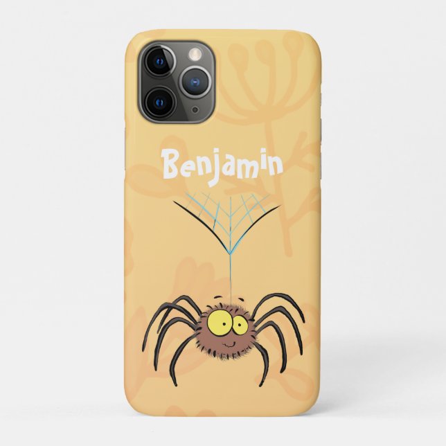 Capa Para iPhone 11 Pro Aranha de desenho animado engraçada fofa e felpuda (Verso)