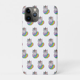 Capa Para iPhone 11 Pro Arco-íris de unicórnio de gato bonito