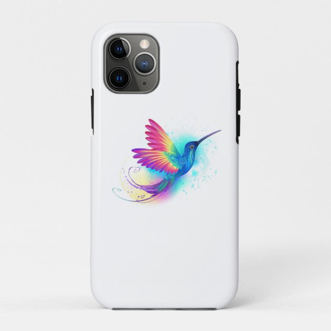 Capa Para iPhone 11 Pro Arco-Íris Exótico Hummingbird (Verso)