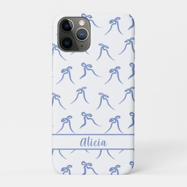 Capa Para iPhone 11 Pro Arcos azuis e brancos coquette (Verso)