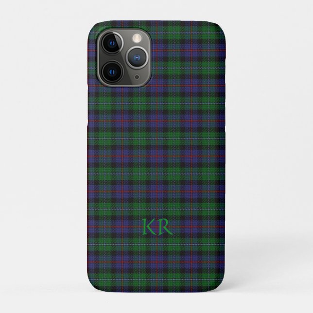 Capa Para iPhone 11 Pro Argyll District Tartan com monograma / nome (Verso)