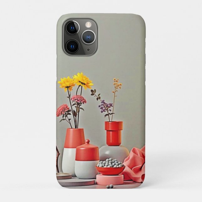 Capa Para iPhone 11 Pro Arranjo Vibrante Amarelo Vermelho Design (Verso)