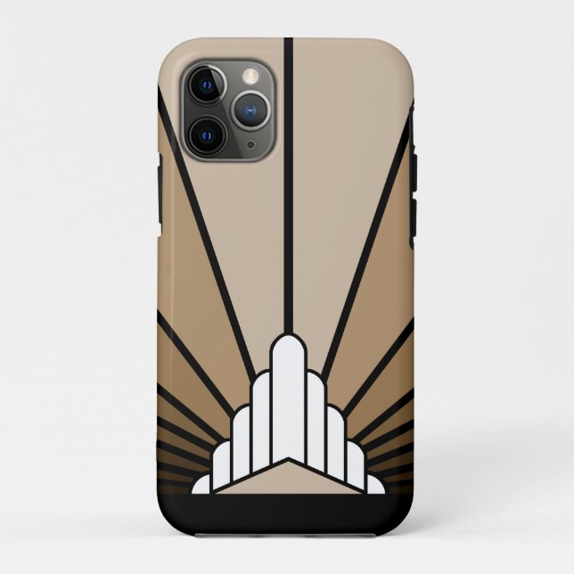 Capa Para iPhone 11 Pro Art deco sun em bronzeado (Verso)