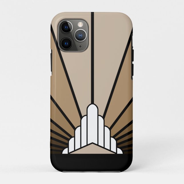 Capa Para iPhone 11 Pro Art deco sun em bronzeado (Verso)