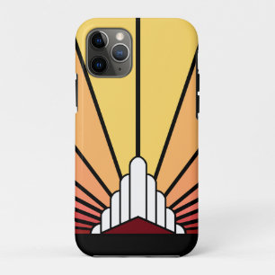 Capa Para iPhone 11 Pro Art deco sun no amanhecer