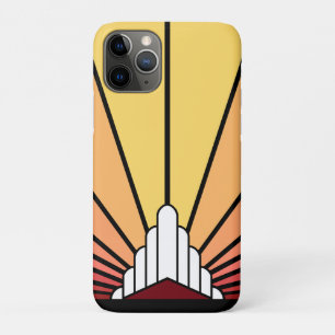 Capa Para iPhone 11 Pro Art deco sun no amanhecer
