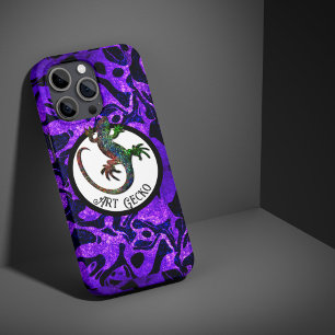 Capa Para iPhone 11 Pro Art Gecko - fundo roxo