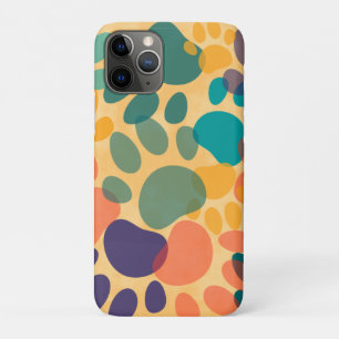 Capa Para iPhone 11 Pro Arte abstrata colorida com impressão de pata de ca