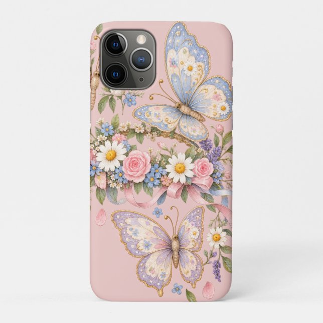 Capa Para iPhone 11 Pro Arte Adorável de Borboleta Pastel  (Verso)