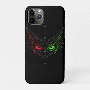 Capa Para iPhone 11 Pro Arte Cibernético Tribal de Coruja do Mal Neon