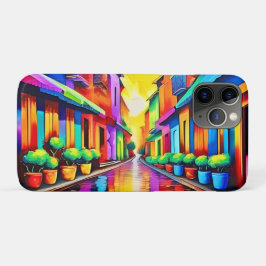 Capa Para iPhone 11 Pro Arte Colorida da Cena de Rua