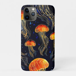 Capa Para iPhone 11 Pro Arte de águas-vivas oceânicas brilhante