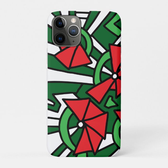 Capa Para iPhone 11 Pro Arte de Arroz das Flores Vermelhas (Verso)
