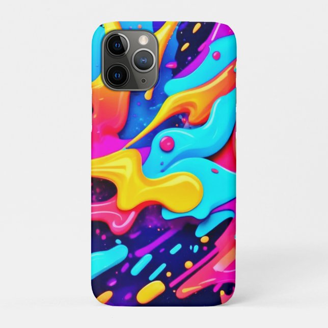 Capa Para iPhone 11 Pro Arte de Caos de Cores Vibrantes (Verso)
