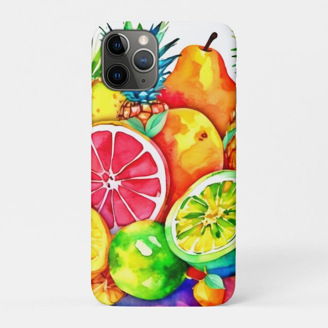 Capa Para iPhone 11 Pro Arte de Cartografia de Frutas Tropicais (Verso)