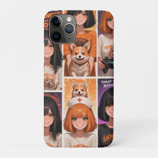 Capa Para iPhone 11 Pro Arte de Colagem de Halloween de Anime Fofo | Garot
