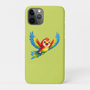Capa Para iPhone 11 Pro Arte de desenho animado de papagaio feliz para cri