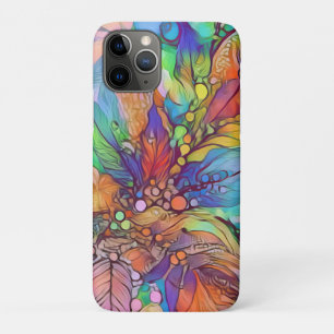 Capa Para iPhone 11 Pro Arte de emaranhado de folhas surreais coloridas