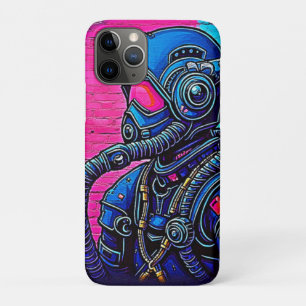 Capa Para iPhone 11 Pro Arte de Figura de Grafite de Parede Máscara Neon