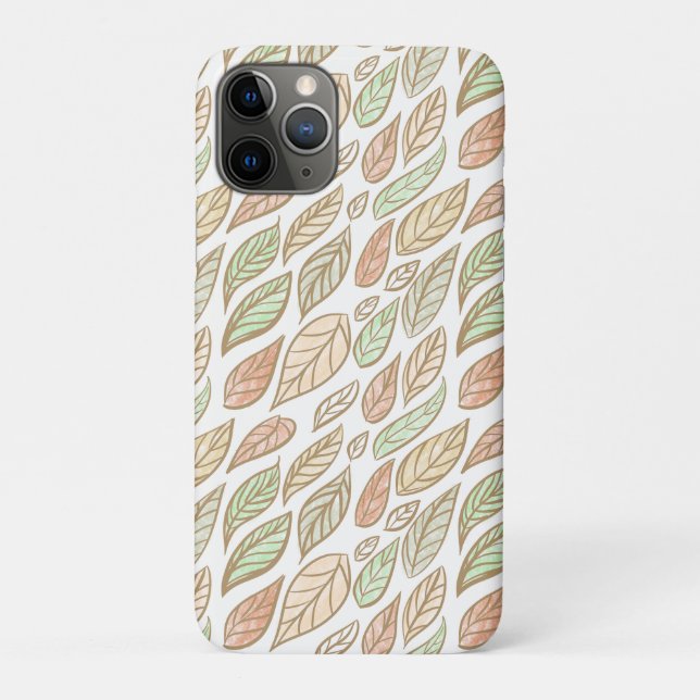 Capa Para iPhone 11 Pro Arte de Folhas Pastel Caprichosa Protetora  (Verso)