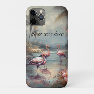 Capa Para iPhone 11 Pro Arte de Lagoa Tropical de Flamingo Vintage Persona