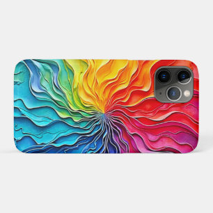 Capa Para iPhone 11 Pro Arte de Redemoinho de Arco-Íris Texturizado