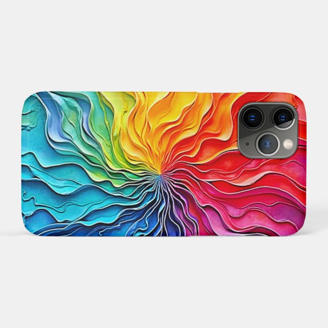 Capa Para iPhone 11 Pro Arte de Redemoinho de Arco-Íris Texturizado (Verso (horizontal))