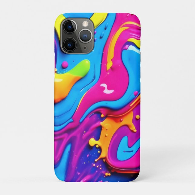 Capa Para iPhone 11 Pro Arte de respingo de líquido com brilho de neon (Verso)
