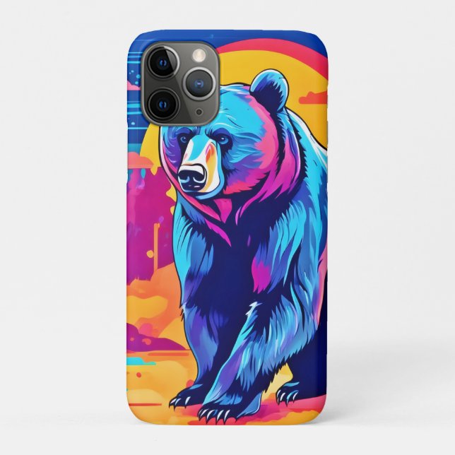 Capa Para iPhone 11 Pro Arte de Urso Vibrante (Verso)