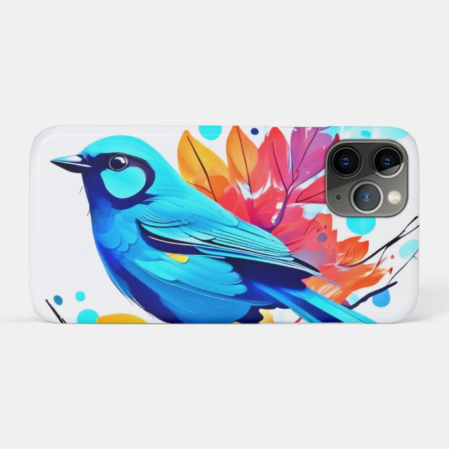 Capa Para iPhone 11 Pro Arte Felicidade do Pássaro Azul (Verso (horizontal))