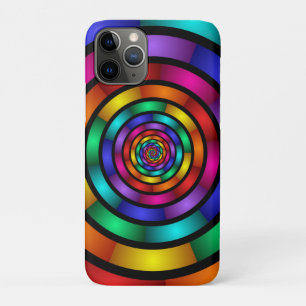 Capa Para iPhone 11 Pro Arte Fractal Arredondada e Psicodélica Colorida Mo