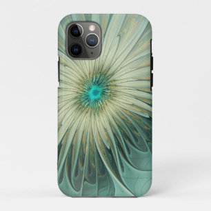 Capa Para iPhone 11 Pro Arte fractal de flor de fantasia em verde sage abs