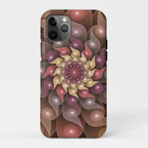 Capa Para iPhone 11 Pro Arte Fractal Moderna Abstrato de Flor Shiny Surrea