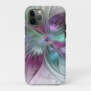 Capa Para iPhone 11 Pro Arte Fractal Moderna Floral Colorida Abstrato