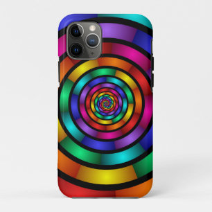 Capa Para iPhone 11 Pro Arte Fractal Moderna Redonda e Psicodélica Colori