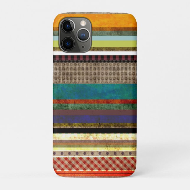 Capa Para iPhone 11 Pro Arte listrada X Grungy (Verso)
