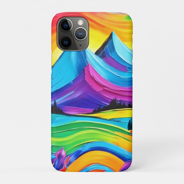 Capa Para iPhone 11 Pro Arte Majestosa Montanha Arco-íris (Verso)