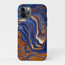 Capa Para iPhone 11 Pro Arte Moderna Abstrato de Azul e Cobre