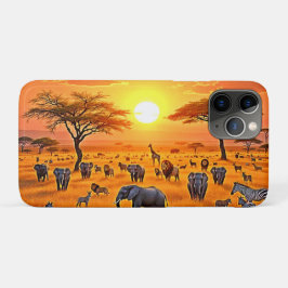 Capa Para iPhone 11 Pro Arte Sunset da savana africana