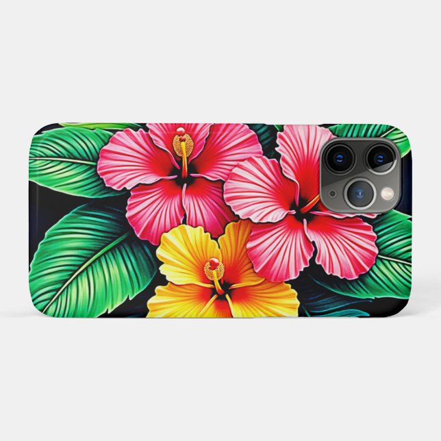 Capa Para iPhone 11 Pro Arte Tropical de Hibiscus Vibrant (Verso (horizontal))