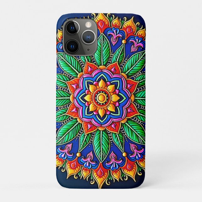 Capa Para iPhone 11 Pro Artesanato Vibrante de Mandalas (Verso)