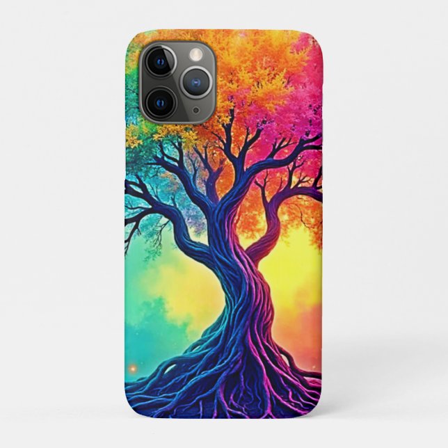 Capa Para iPhone 11 Pro Árvore Vibrante da Vida: Design Raízes da Esperanç (Verso)