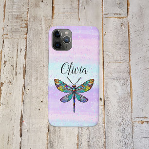 Capa Para iPhone 11 Pro Asas de Dragonfly de Vidro Coloridas