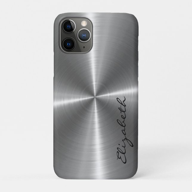 Capa Para iPhone 11 Pro Aspecto de aço inoxidável cromo (Verso)