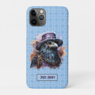 Capa Para iPhone 11 Pro Assistente de Aquarelas Raven Bird Personalizar No